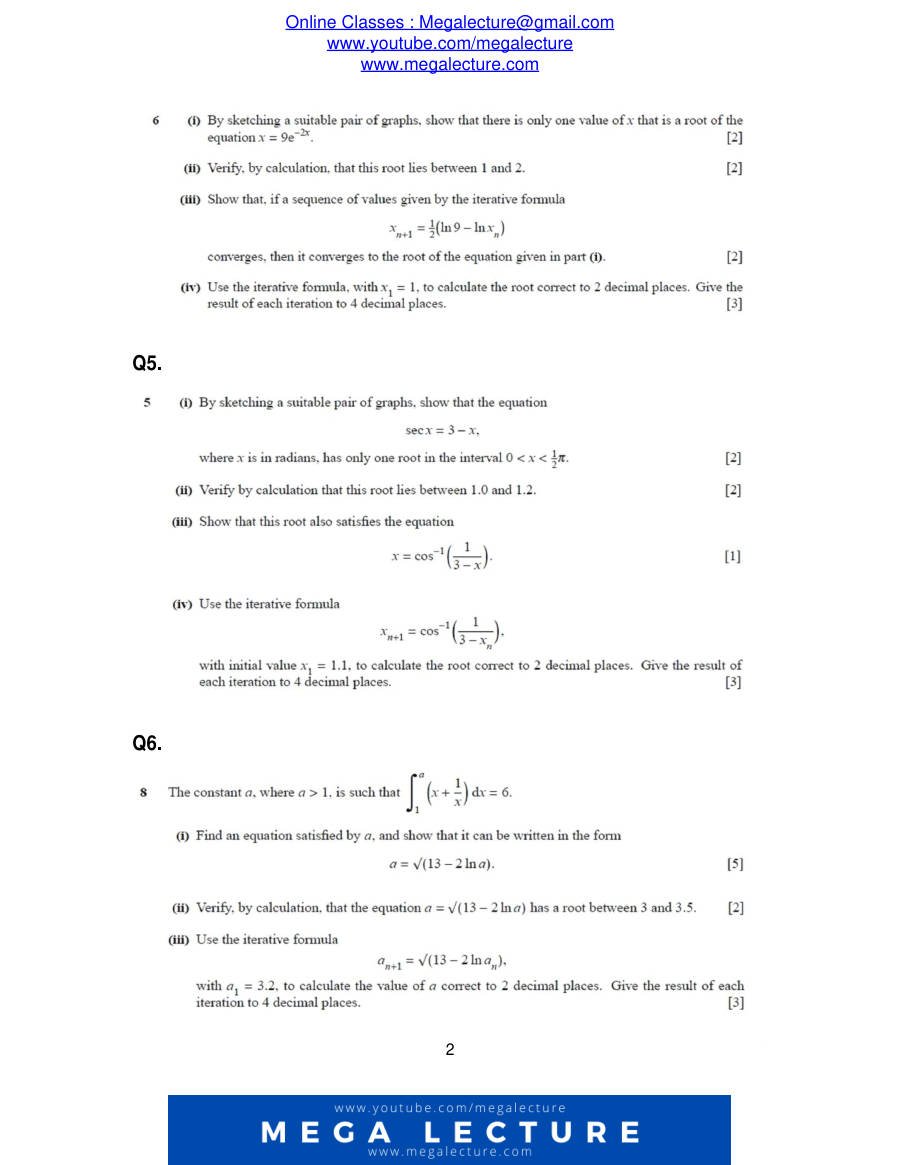 Page 2 of Numerical Solution Of Equations — Questions