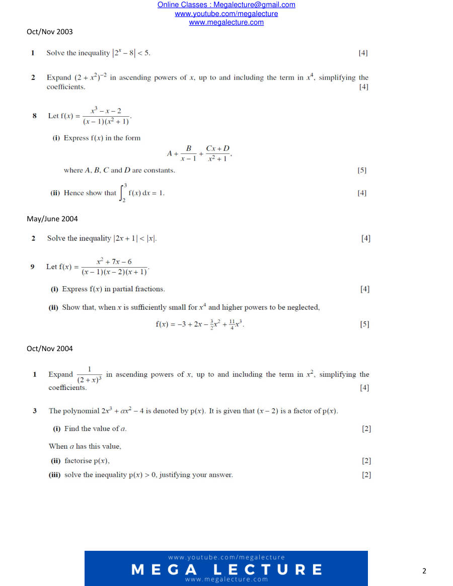 Page 2 of Chapter 1: Algebra