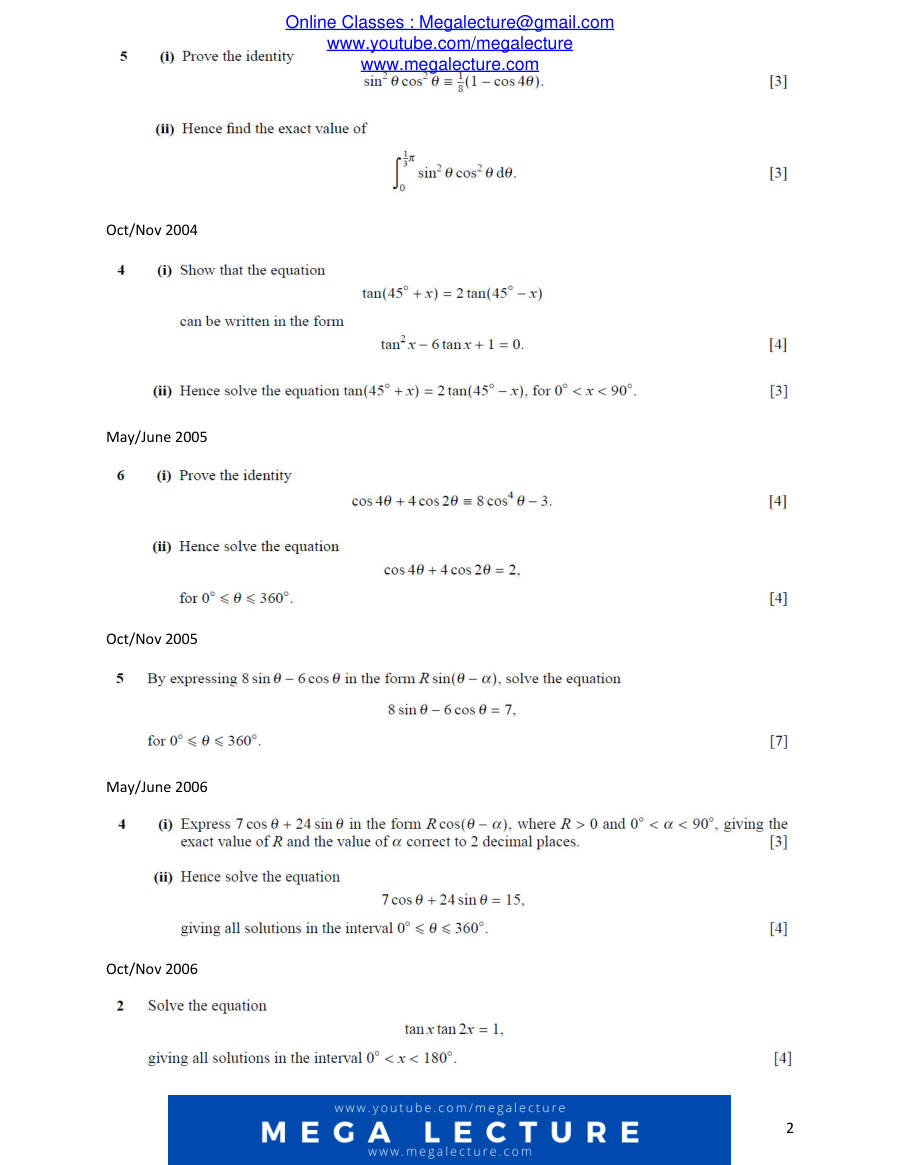 Page 2 of Chapter 3: Trigonometry