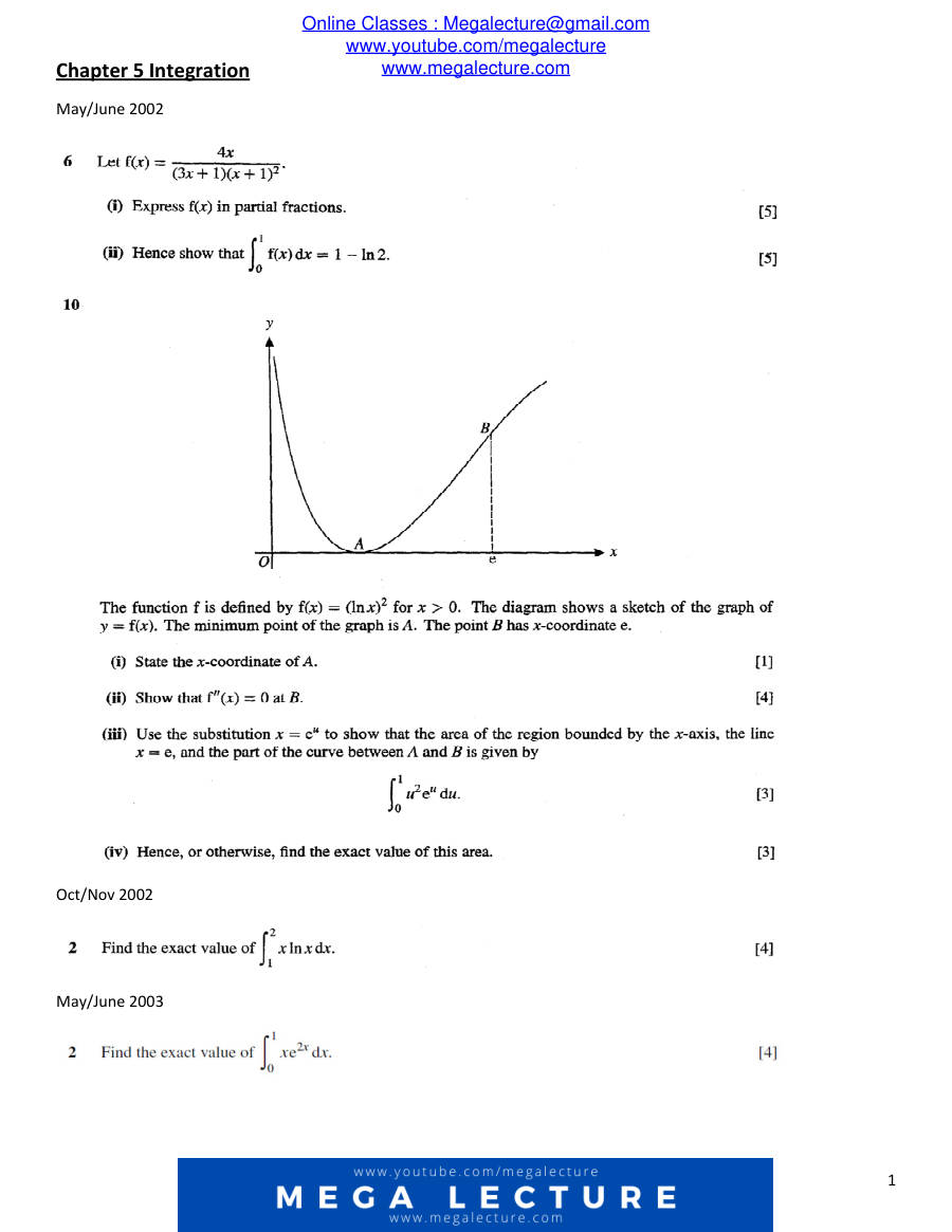 Page 1 of Chapter 5: Integration