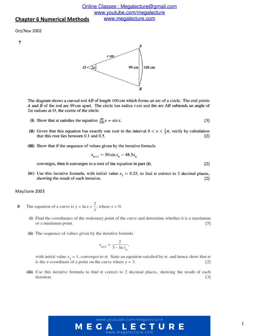 Page 1 of Chapter 6: Numerical Methods