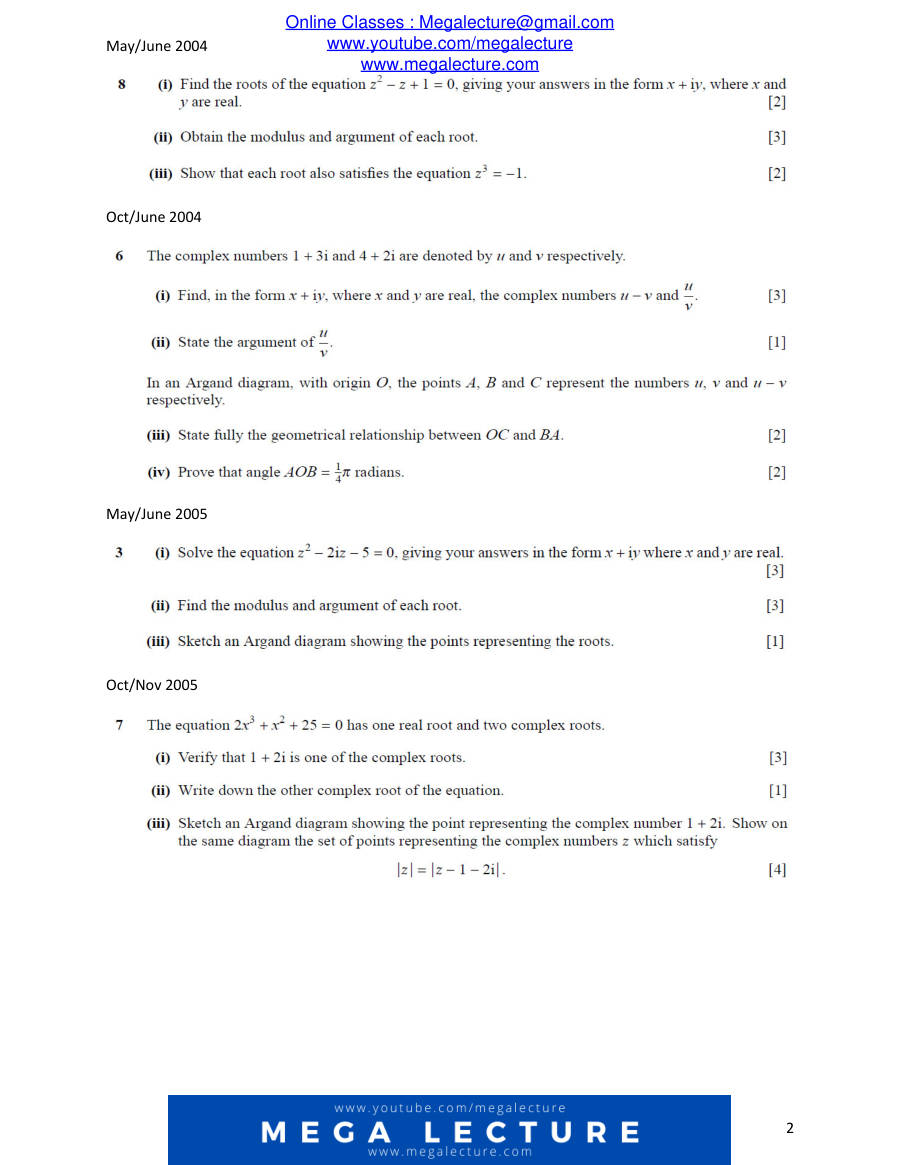 Page 2 of Chapter 9: Complex Numbers