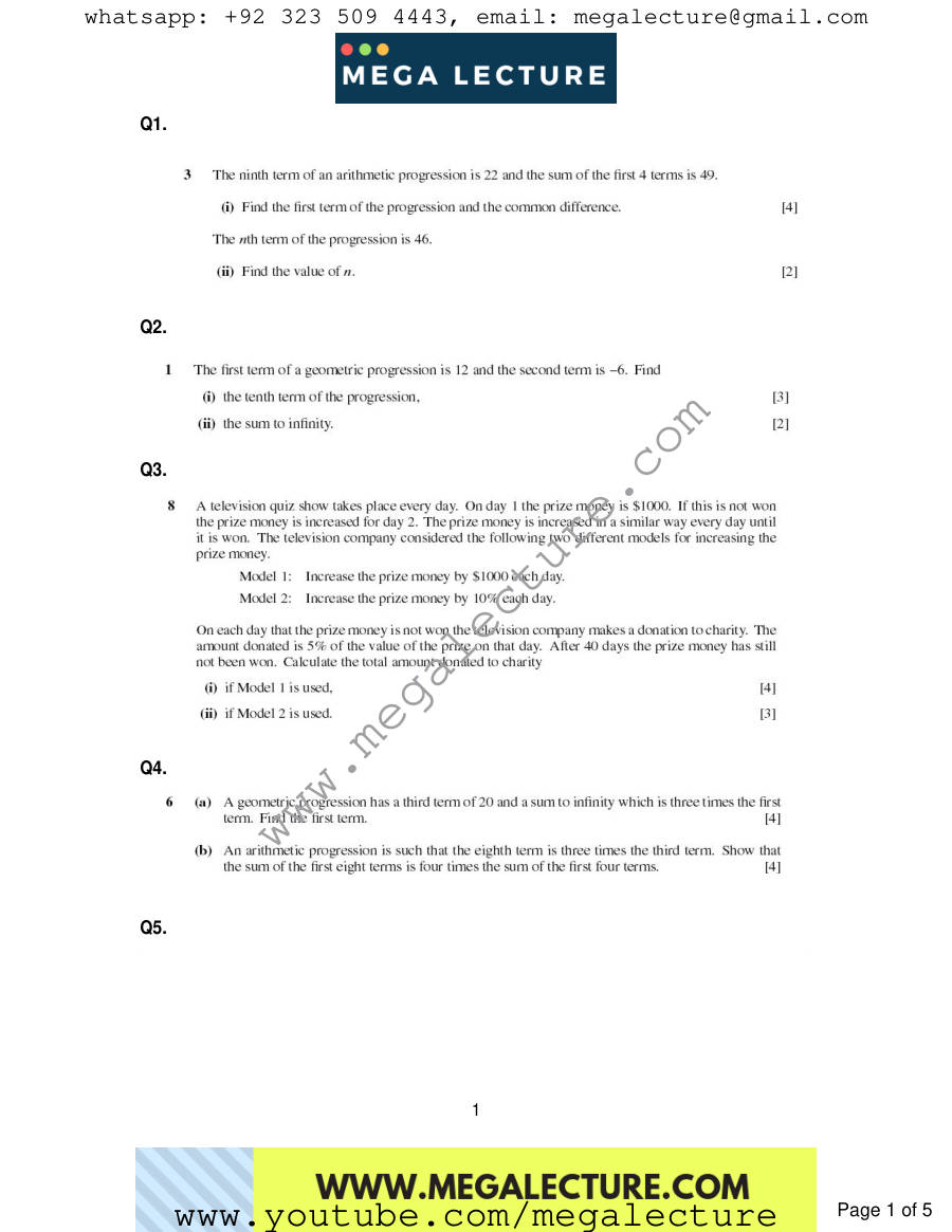 Page 1 of Series — Questions