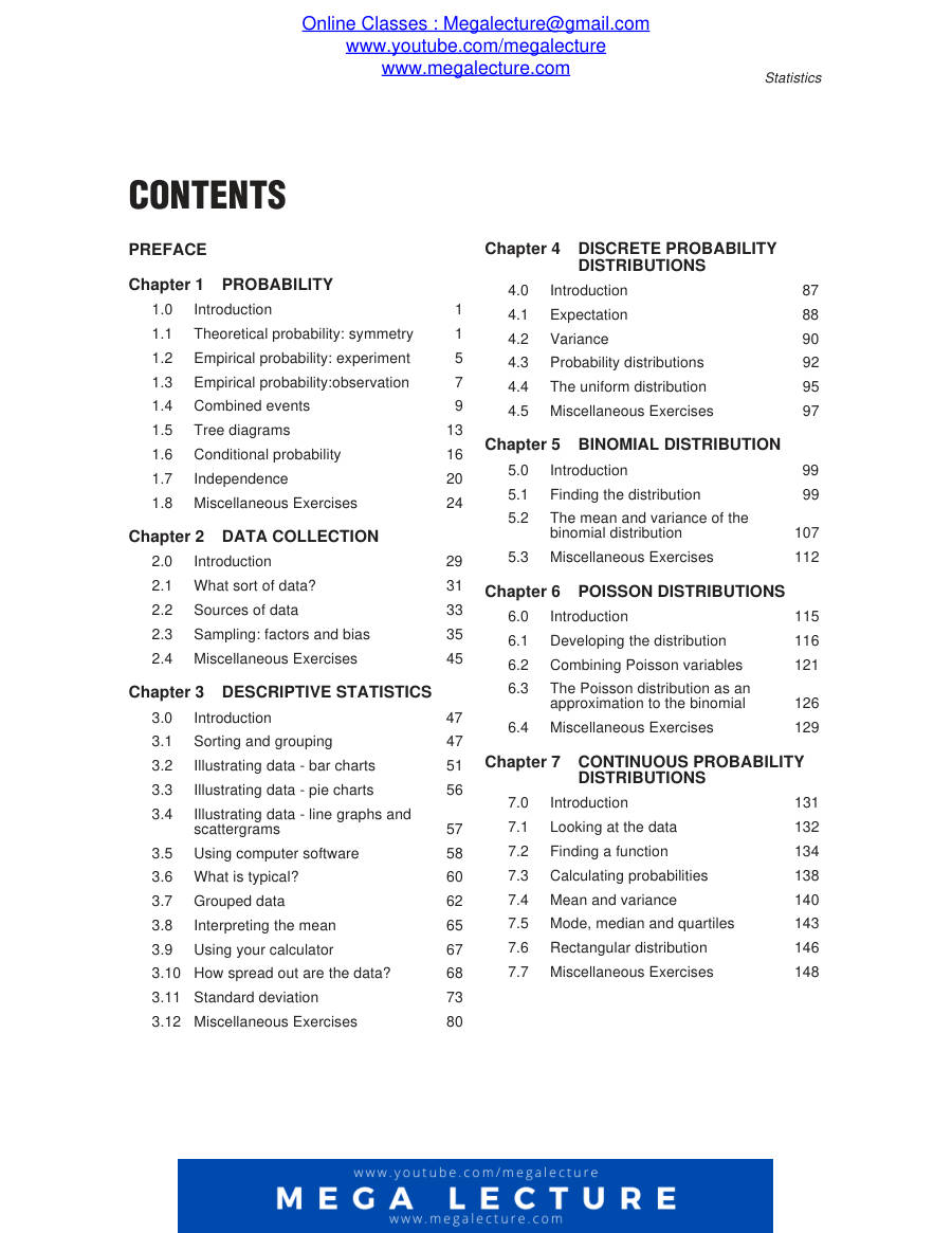 Page 1 of Stats Contents