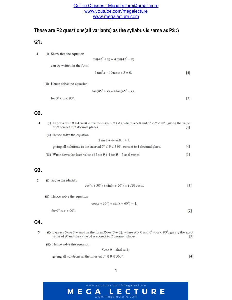 Page 1 of Tri Onometry — Questions