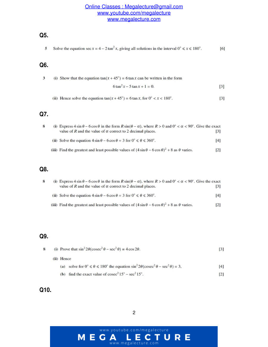 Page 2 of Tri Onometry — Questions