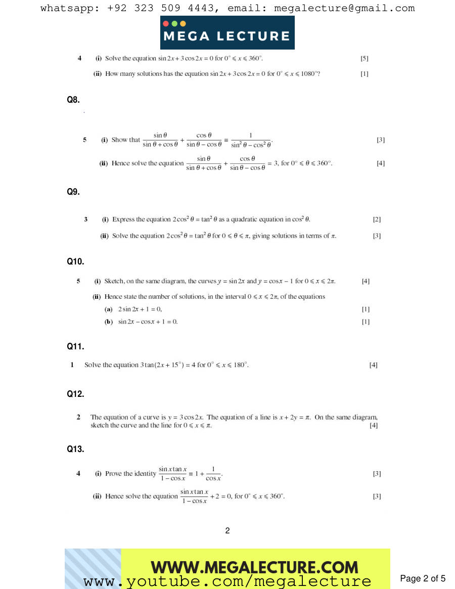 Page 2 of Trigonometry — Questions