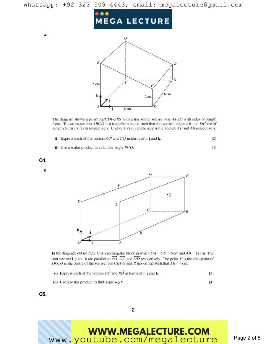 Page 2 of Vectors — Questions