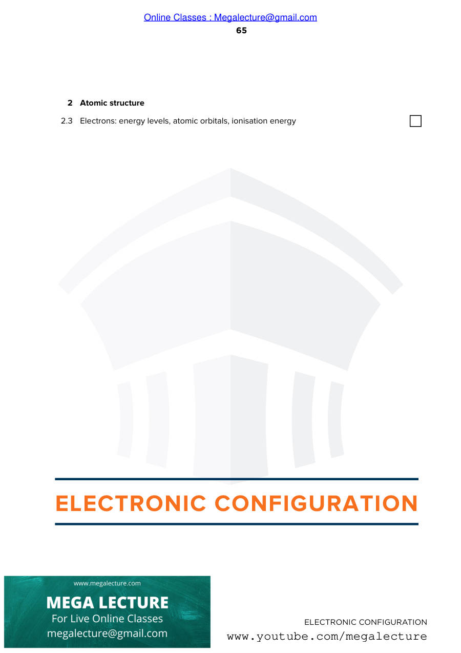 Page 1 of Electronic Configuration Notes 1