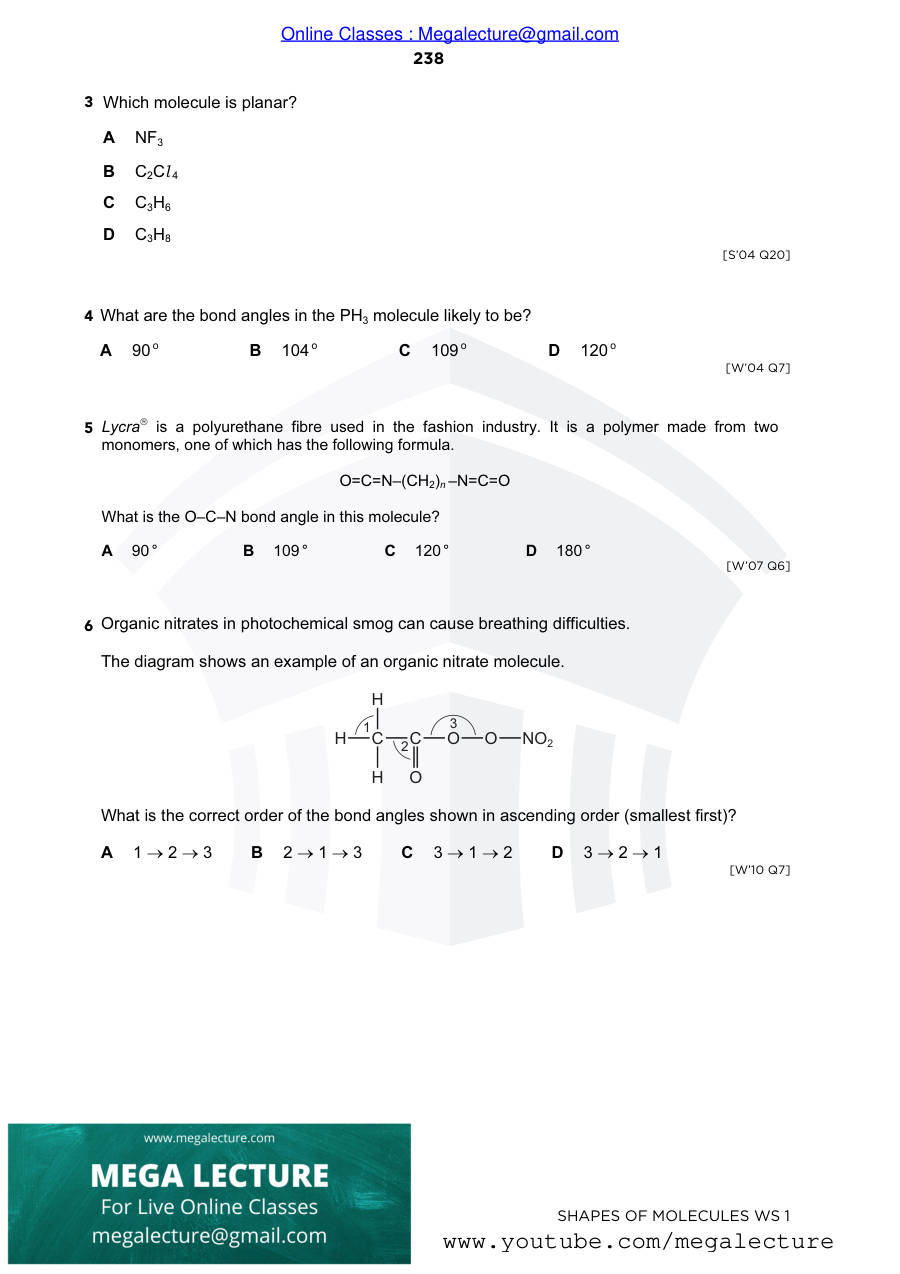 Page 2 of Shapes Of Molecules — Worksheet