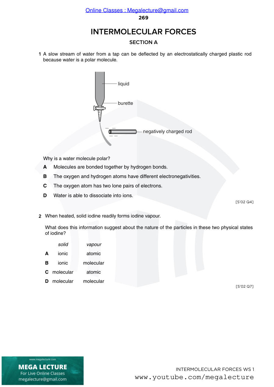Page 1 of Intermolecular Forces — Worksheet