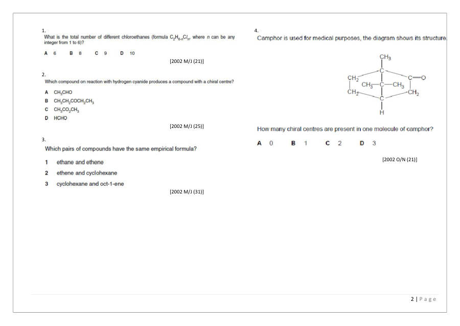 Page 2 of Organic Chemistry Intro