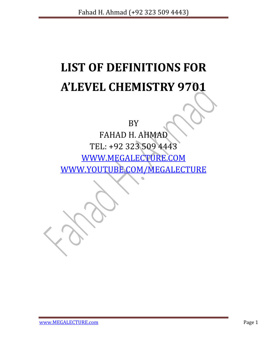 Page 1 of List Definition Chemistry
