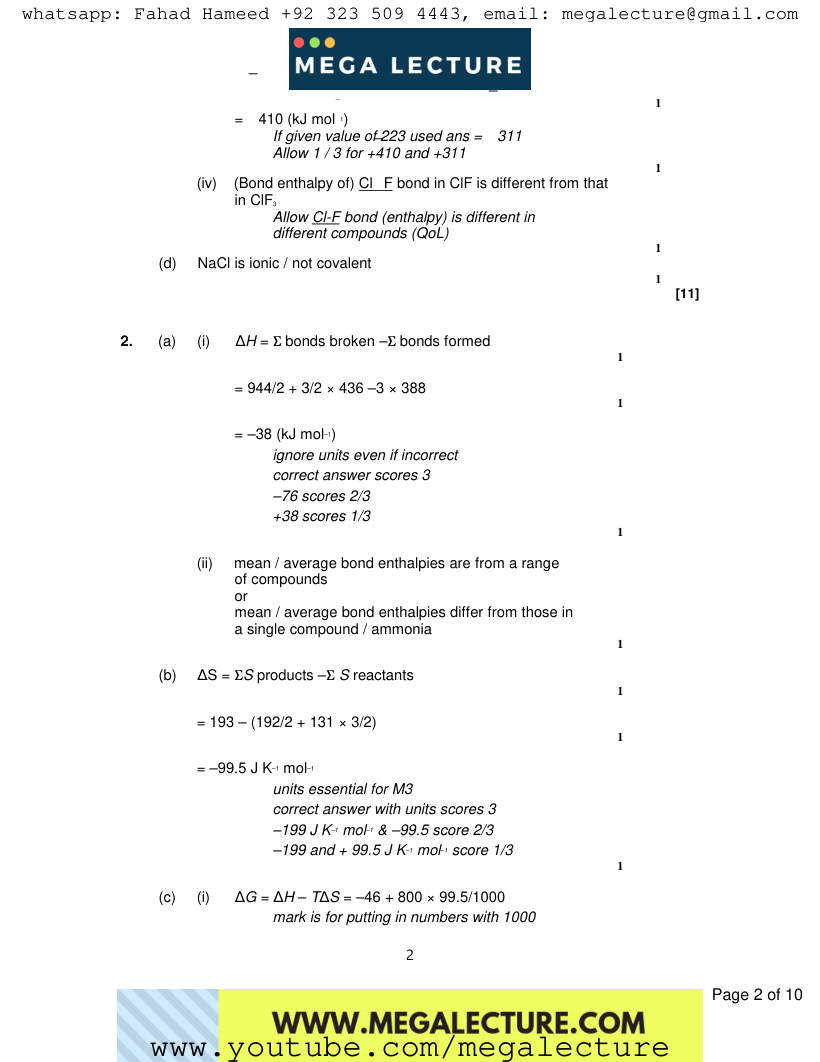 Page 2 of Marking scheme