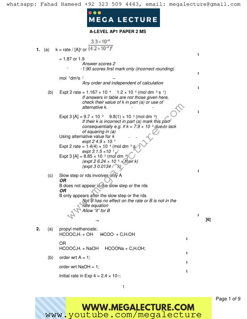 Page 1 of Marking scheme