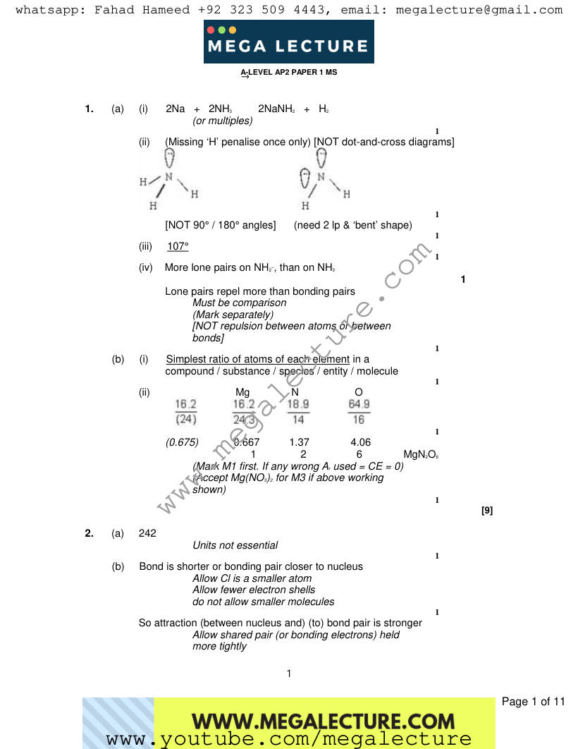 Page 1 of Marking scheme