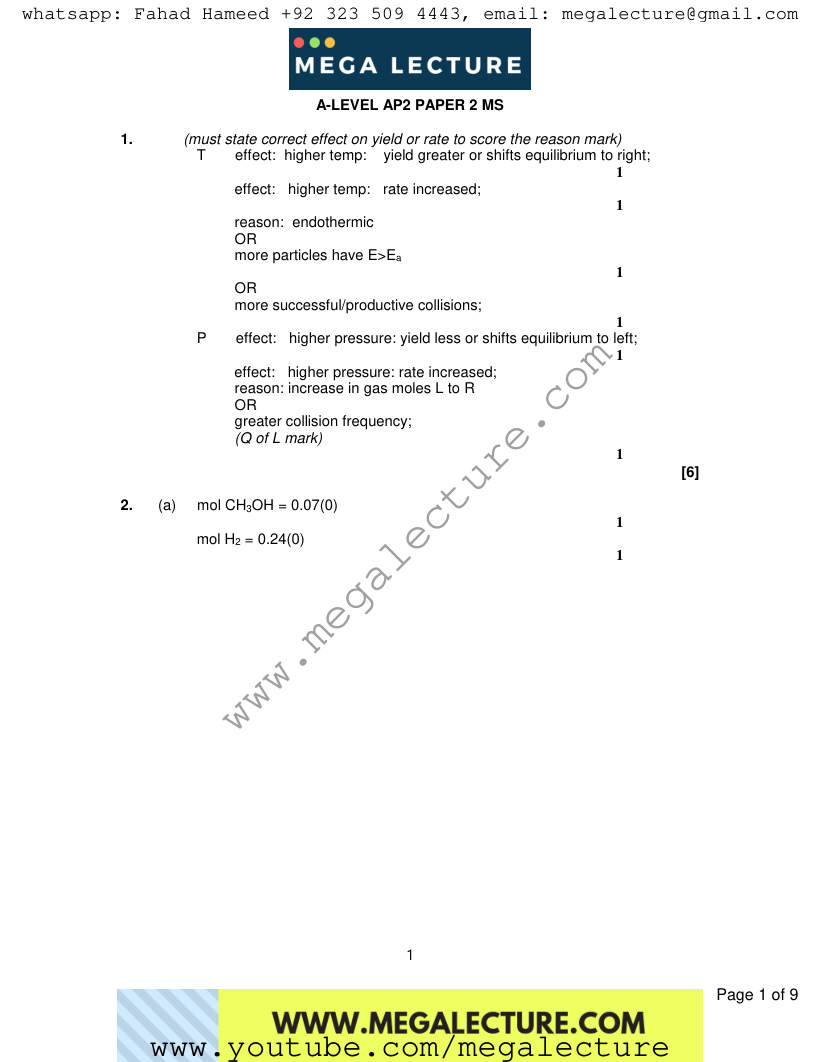 Page 1 of Marking scheme