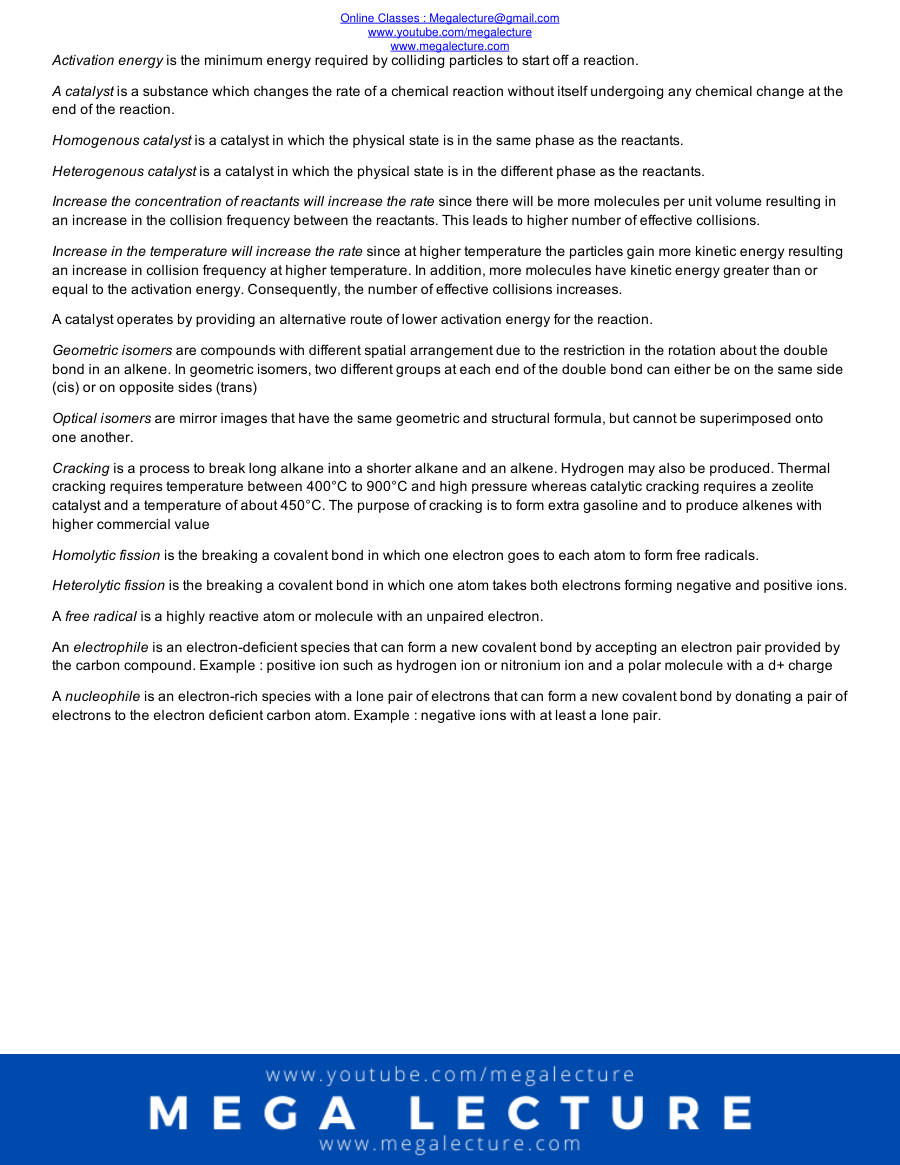 Page 2 of Important AS Chemistry Definitions