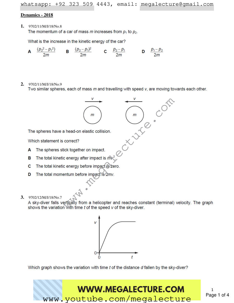 Page 1 of Dynamics — MCQs