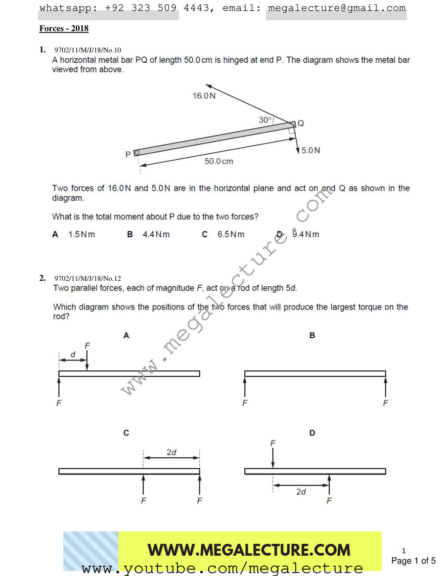 Page 1 of Forces — MCQs