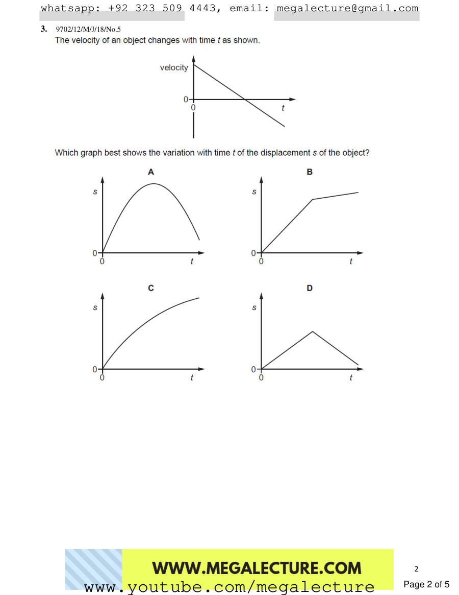 Page 2 of Kinematics — MCQs