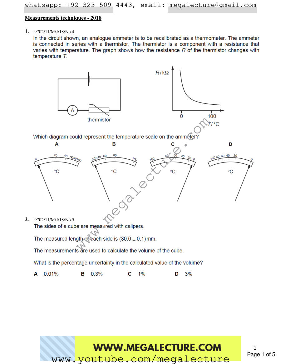 Page 1 of Measurement Techniques — MCQs