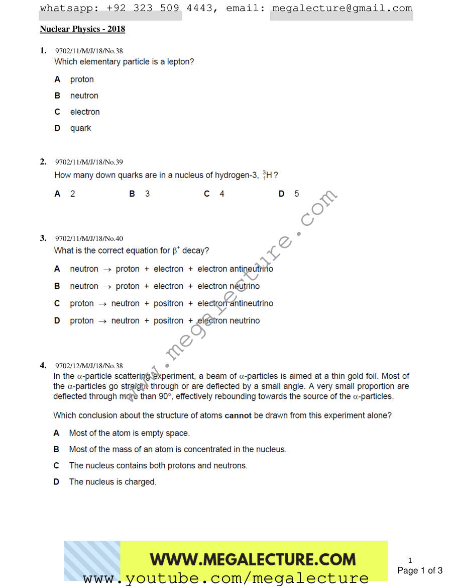 Page 1 of Nuclear Physics — MCQs