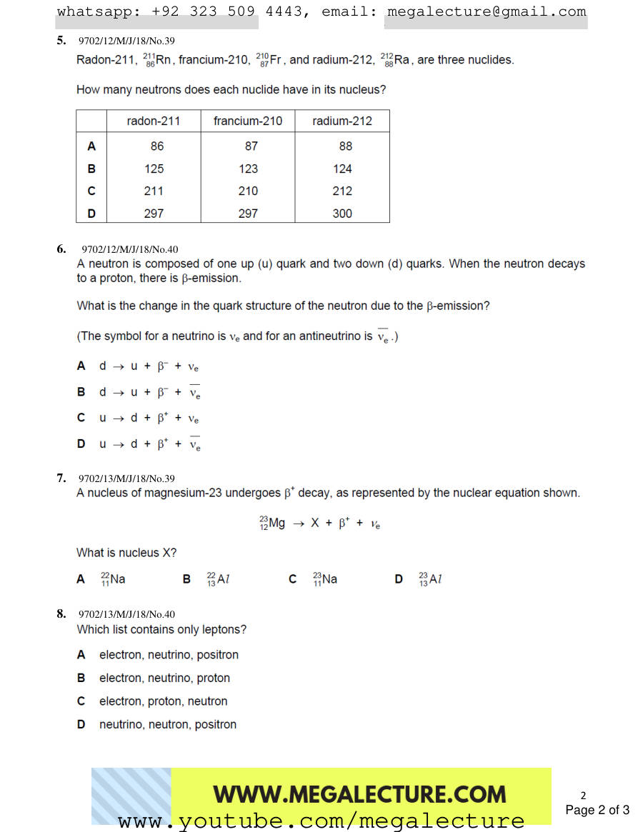 Page 2 of Nuclear Physics — MCQs
