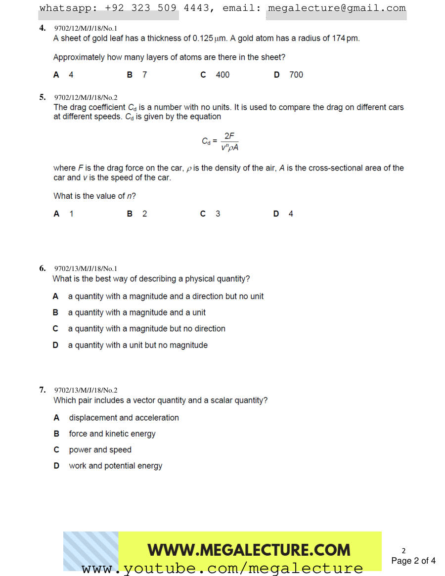 Page 2 of Physical Quantities And Units — MCQs