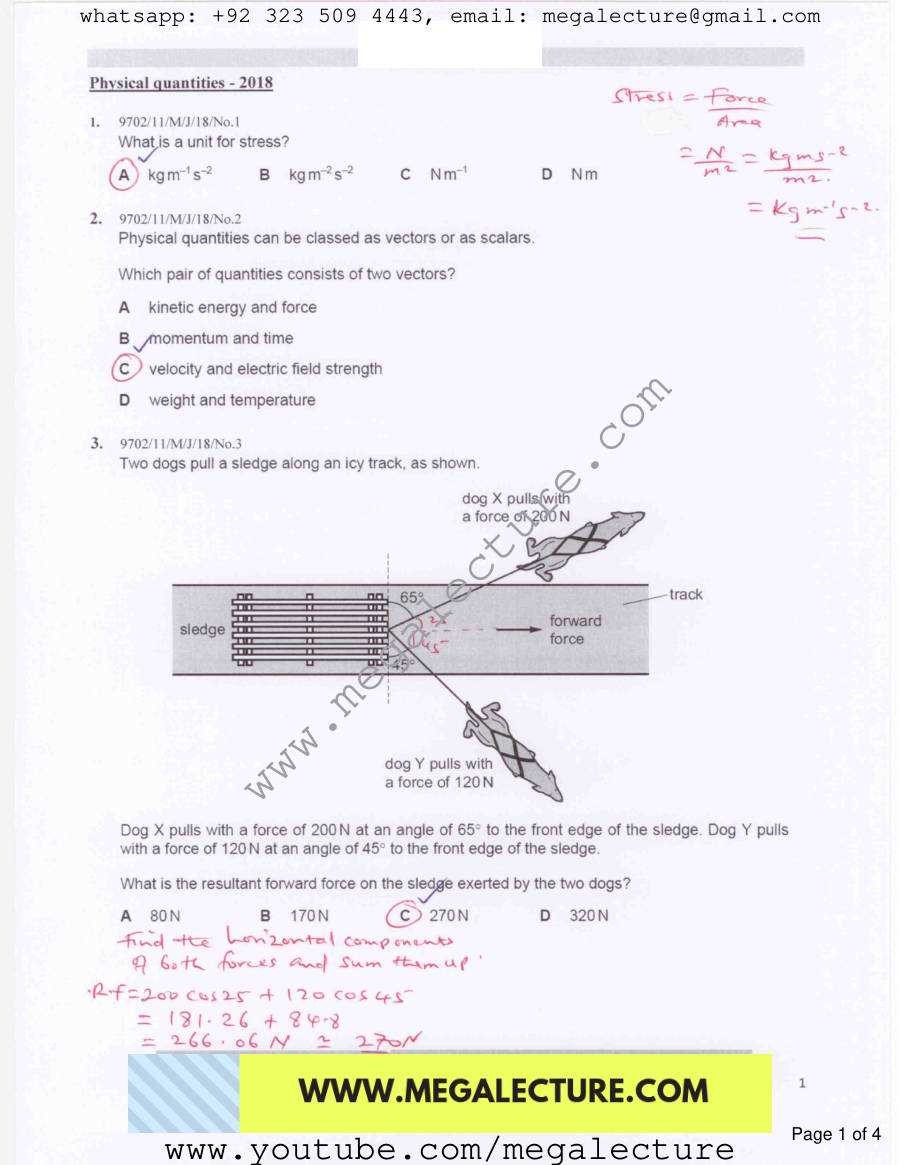 Page 1 of Physical Quantities — MCQs