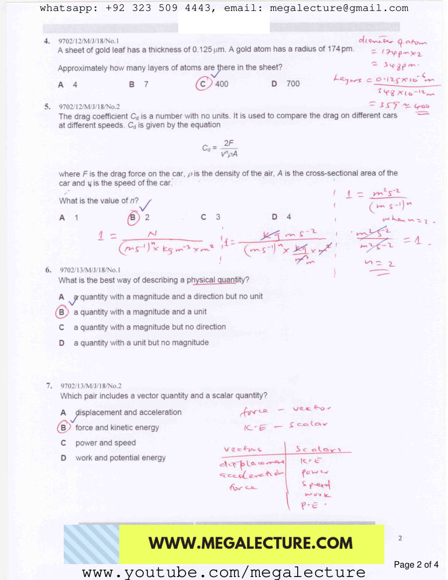 Page 2 of Physical Quantities — MCQs