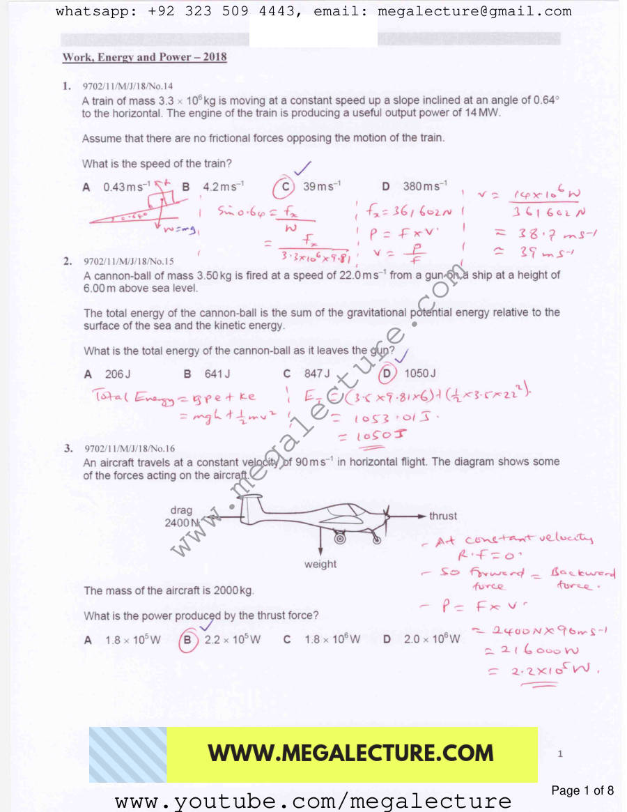 Page 1 of Work Energy And Power — MCQs