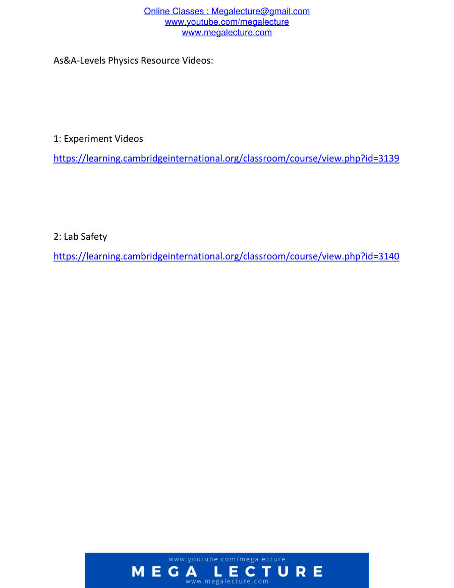 Page 1 of A Levels Physics Videos