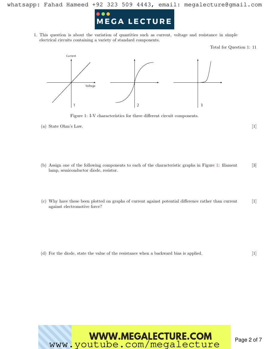 Page 2 of AS Physics Electrical Quantities Questions — Questions