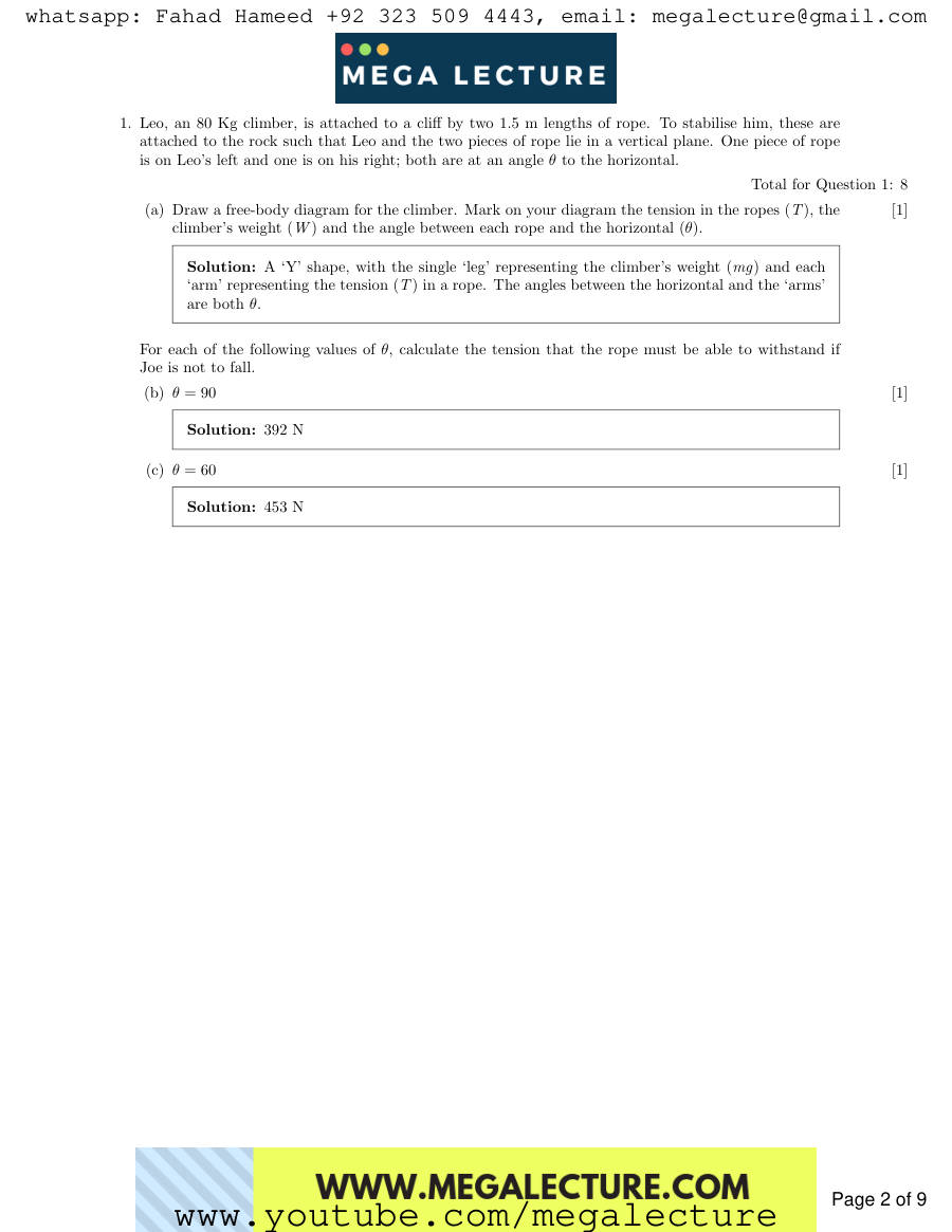 Page 2 of AS Physics Equilibrium And Moments Answers — Answers