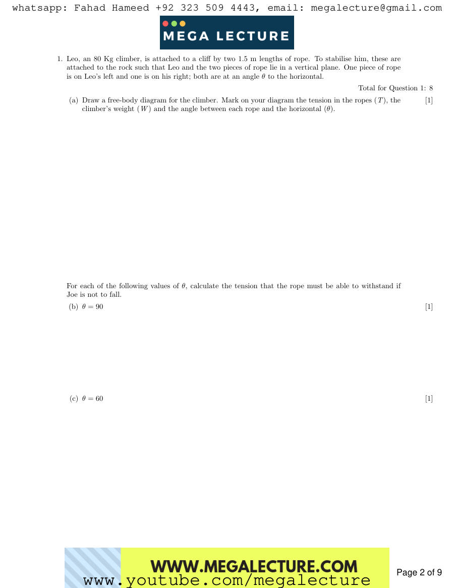 Page 2 of AS Physics Equilibrium And Moments Questions — Questions