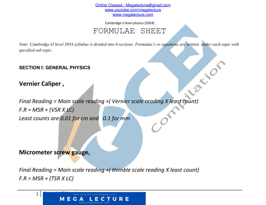 Page 1 of AsPhysicsformulasheet