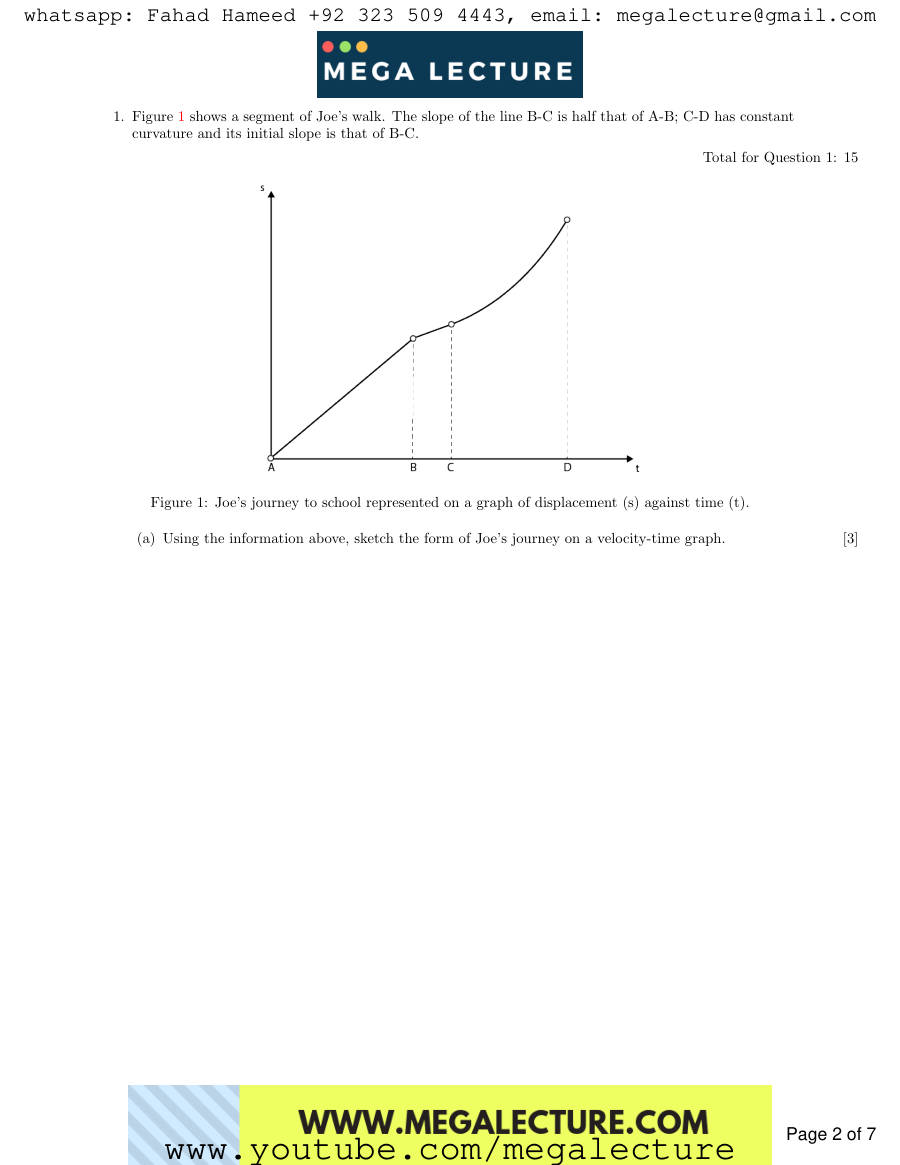 Page 2 of AS Physics Mechanics Kinematics Questions — Questions