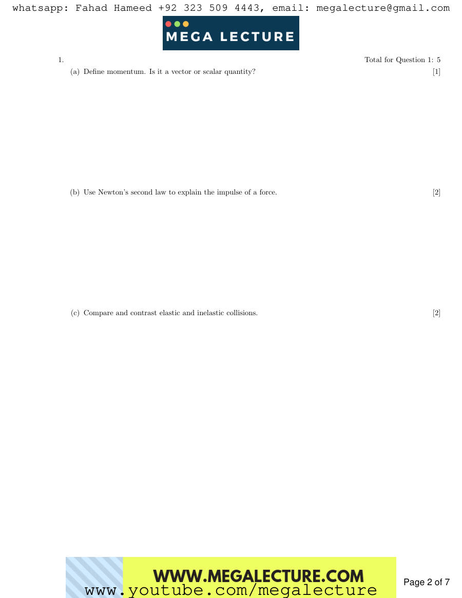 Page 2 of AS Physics Mechanics Momentum And Collisions Questions — Questions