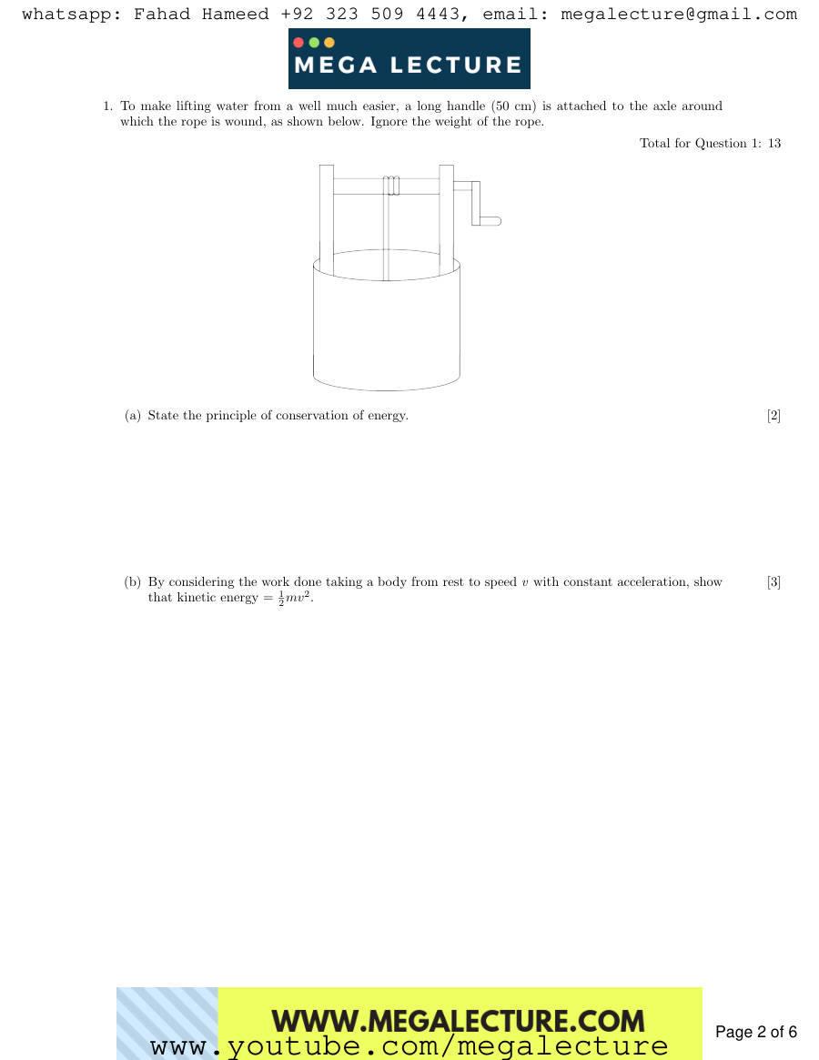 Page 2 of AS Physics Mechanics Work Energy And Power Questions — Questions