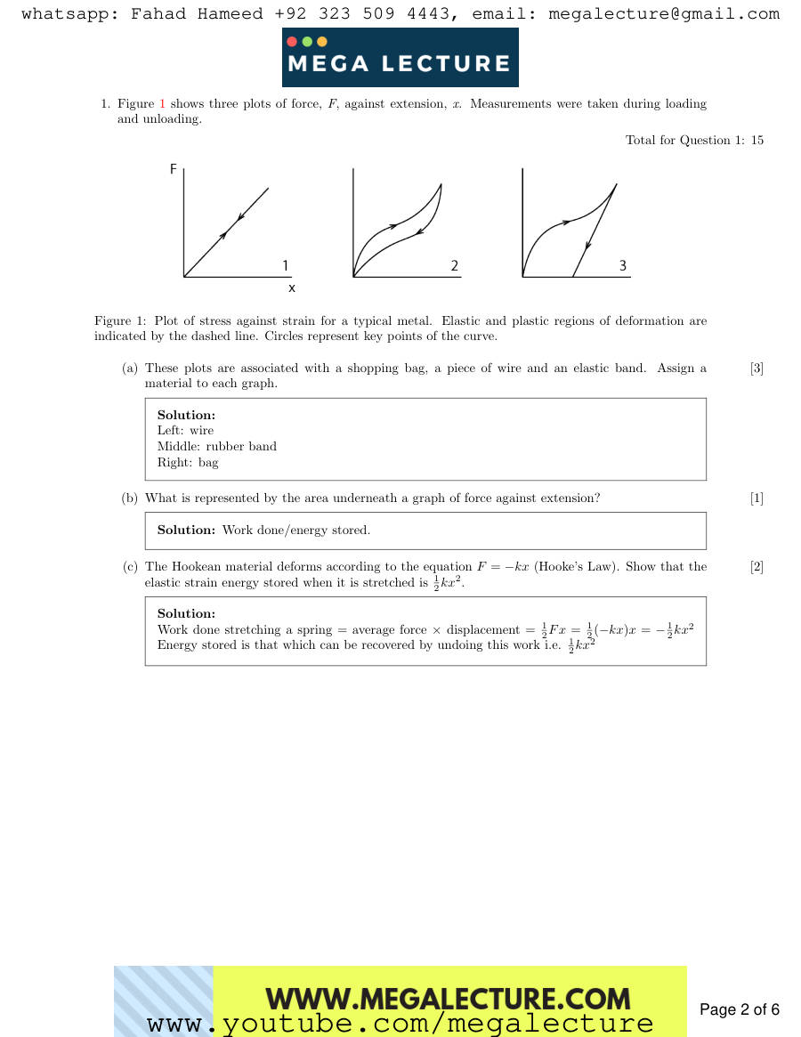Page 2 of AS Physics Solid Mechanics Answers — Answers