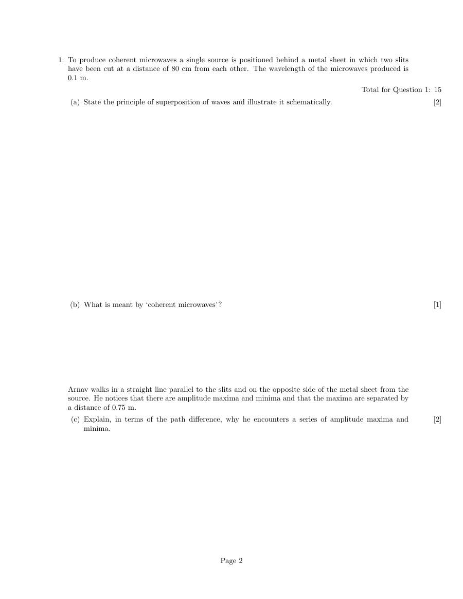 Page 2 of AS Physics Waves Questions — Questions
