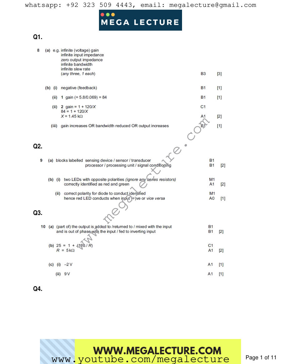 Page 1 of Direct Sensing — Marking scheme