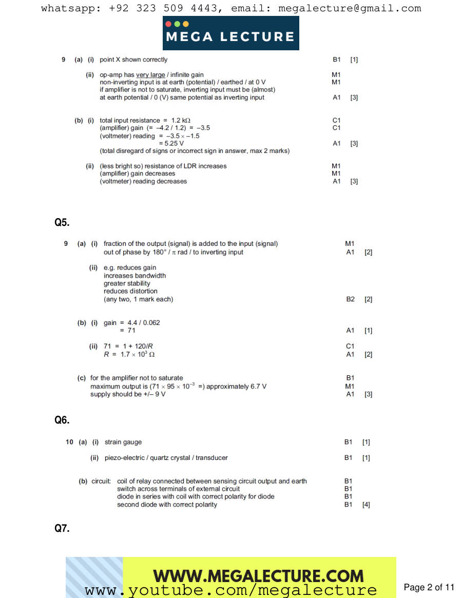 Page 2 of Direct Sensing — Marking scheme