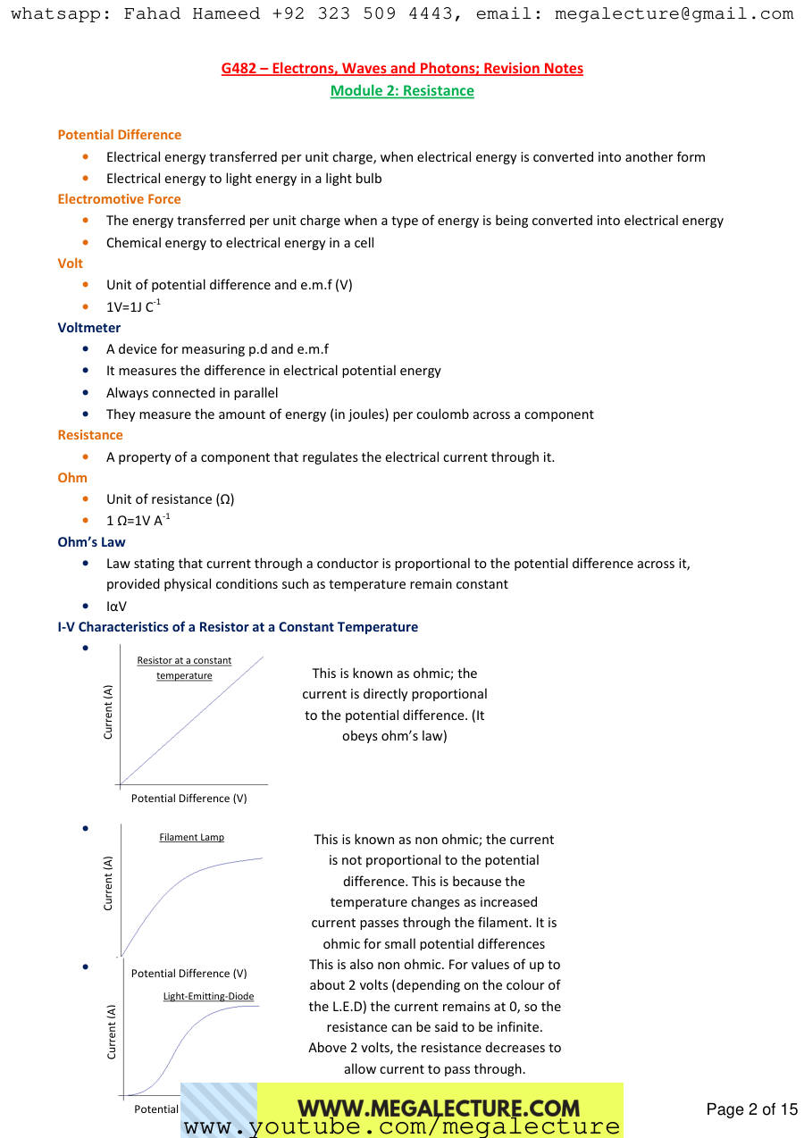 Page 2 of Electricity And Waves Revision