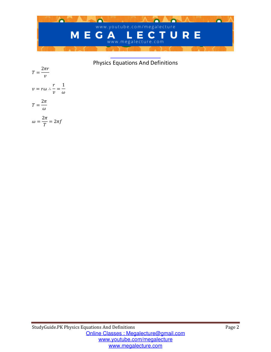Page 2 of Equations And Definitions