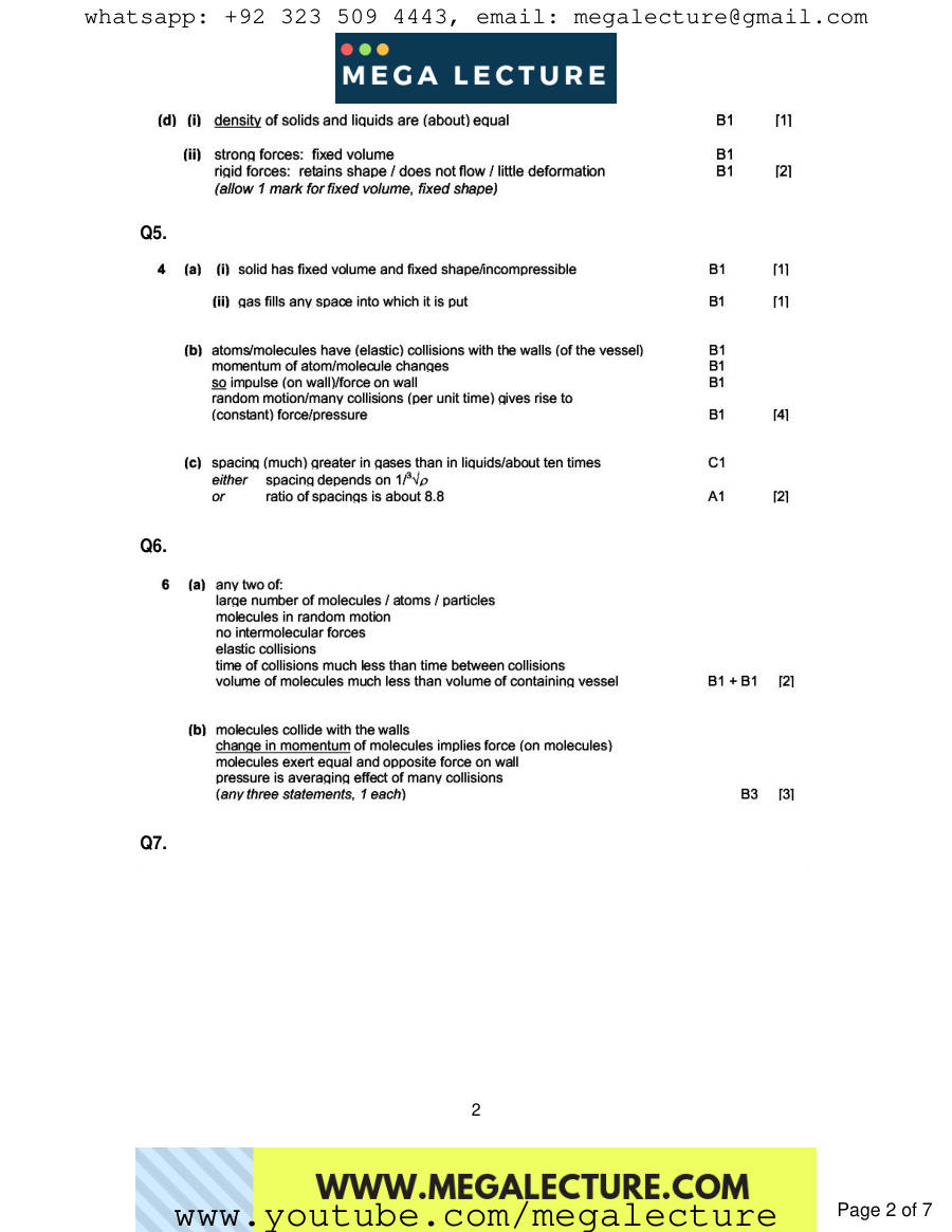Page 2 of Matter — Marking scheme