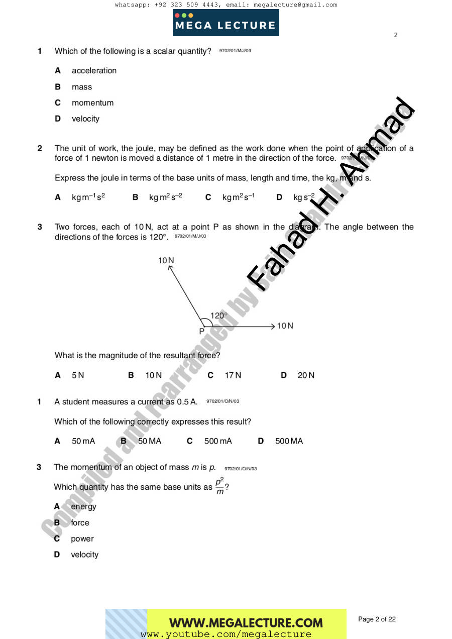 Page 2 of Physical Quantities