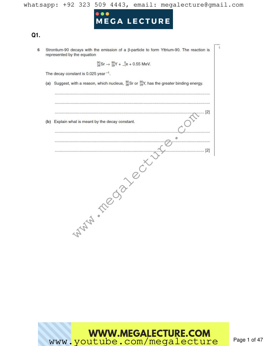 Page 1 of Radioactivity — Questions
