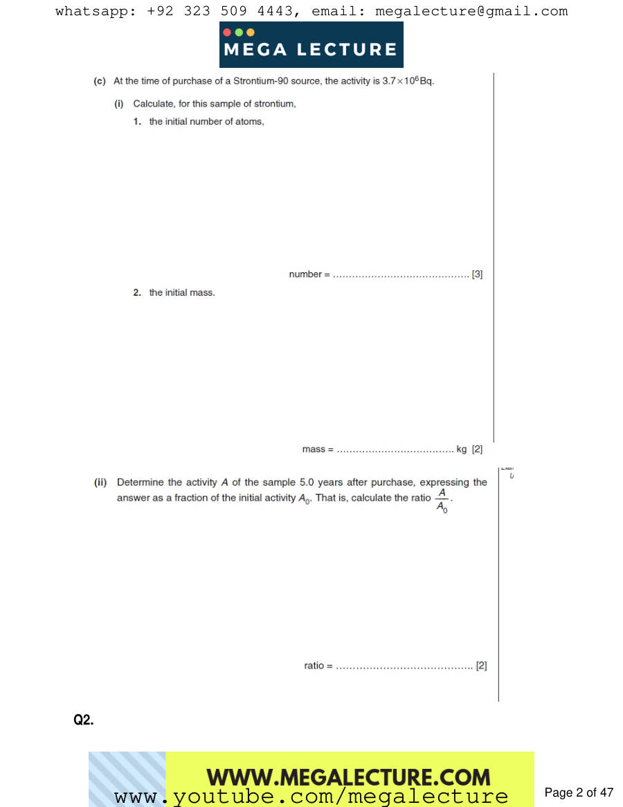 Page 2 of Radioactivity — Questions